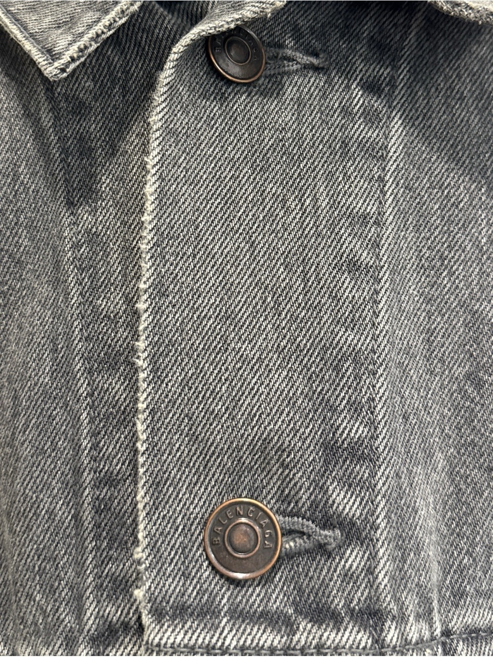 Authentic Gray Black Balenciaga Logo boxy Denim Jacket Men IT44 Designer Jacket - Picture 7 of 12